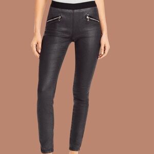 NWT Blank NYC Black Coated Denim Pull-On Zipper Detail Legging Size 25
